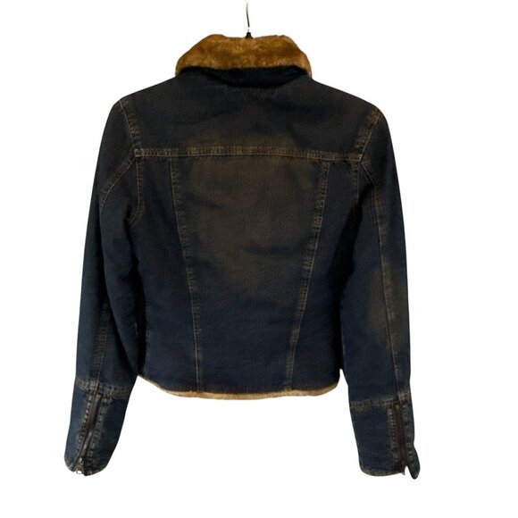 Guess Y2K Women's Denim Jacket Faux Fur Collar Sherpa Lined Vintage Size Small - Picture 8 of 12